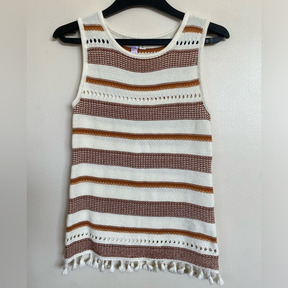 Francesca’s women’s Striped cotton blend Sleeveless Knit Top NWOT - Picture 1 of 8